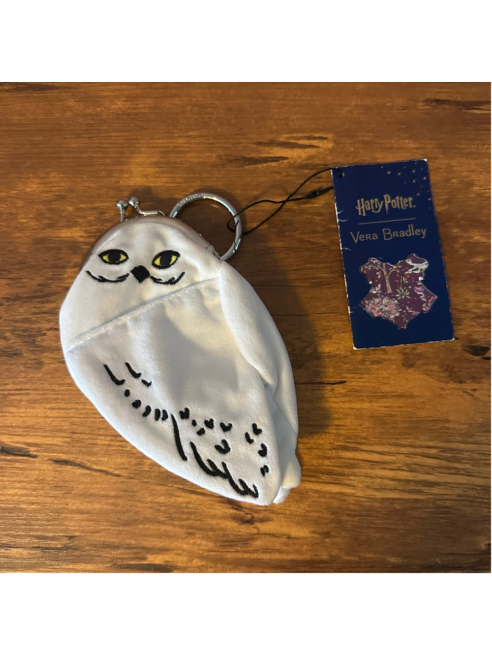 Vera Bradley Harry Potter Hedwig Coin Purse Bag Charm NWT White Forbidden Forest